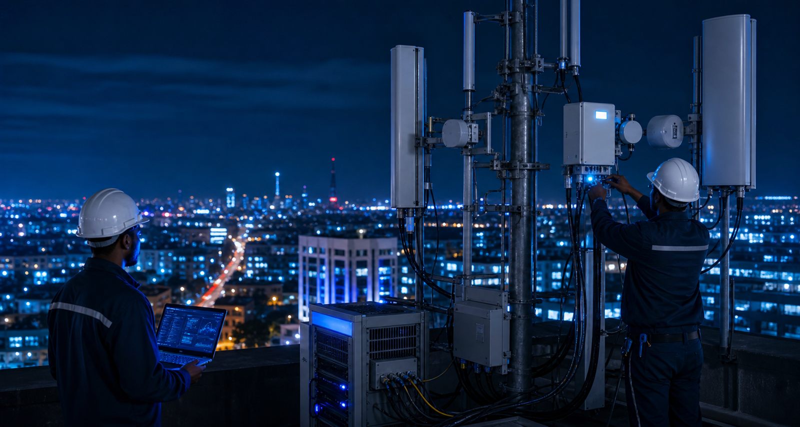 Enterprise wireless ISP rooftop deployment with telecom antennas