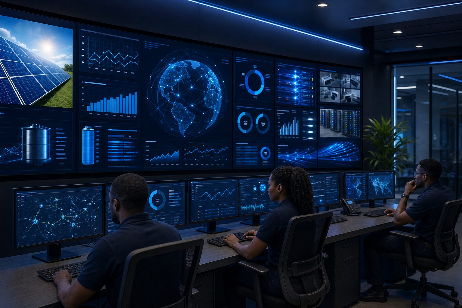 Smart energy monitoring dashboard for solar, battery, CCTV, network and server systems